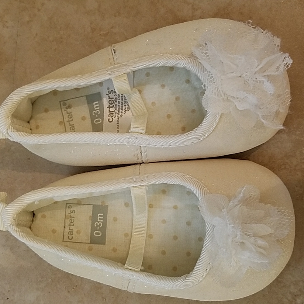 white carters baby dress shoes 0-3 months